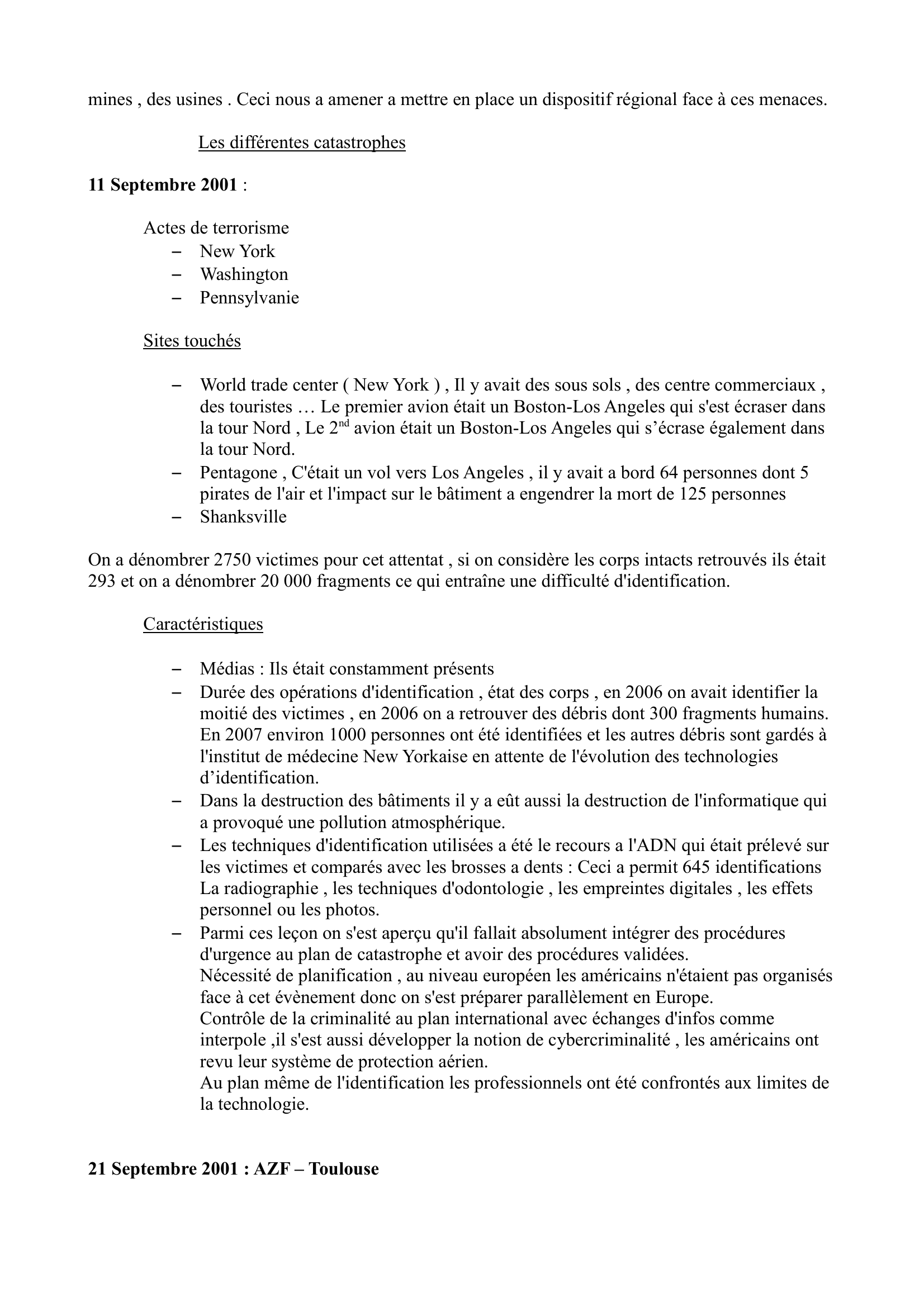 Prévisualisation du document SHS - Becart
Catastrophes de masse
Caractères généraux
Ces catastrophes collectives ont en