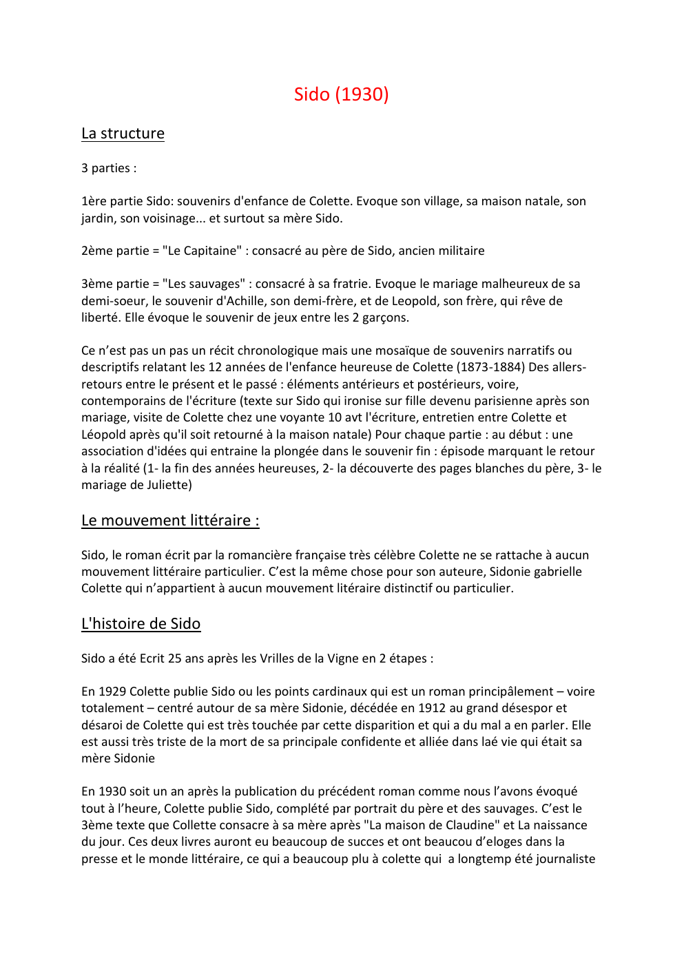Prévisualisation du document Sido de Colette