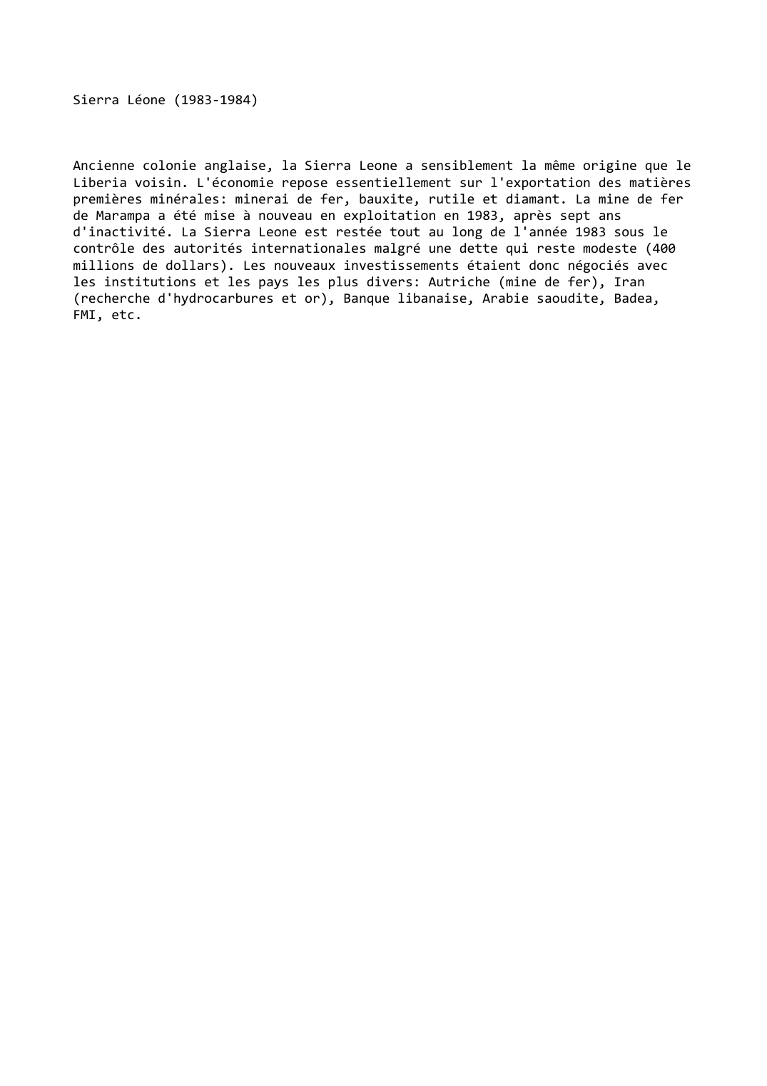 Prévisualisation du document Sierra Léone (1983-1984)