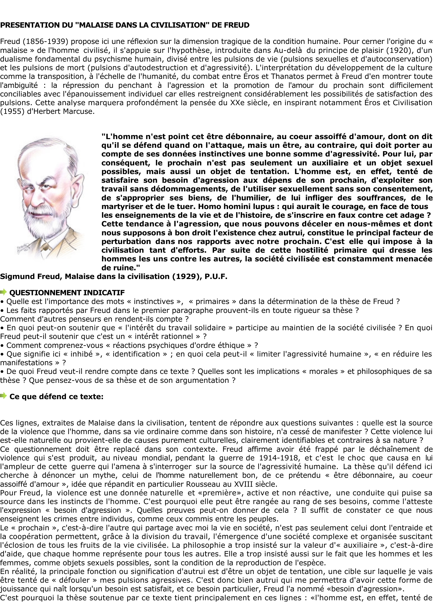Prévisualisation du document Sigmund Freud: L'homme est-il 

naturellement violent ?