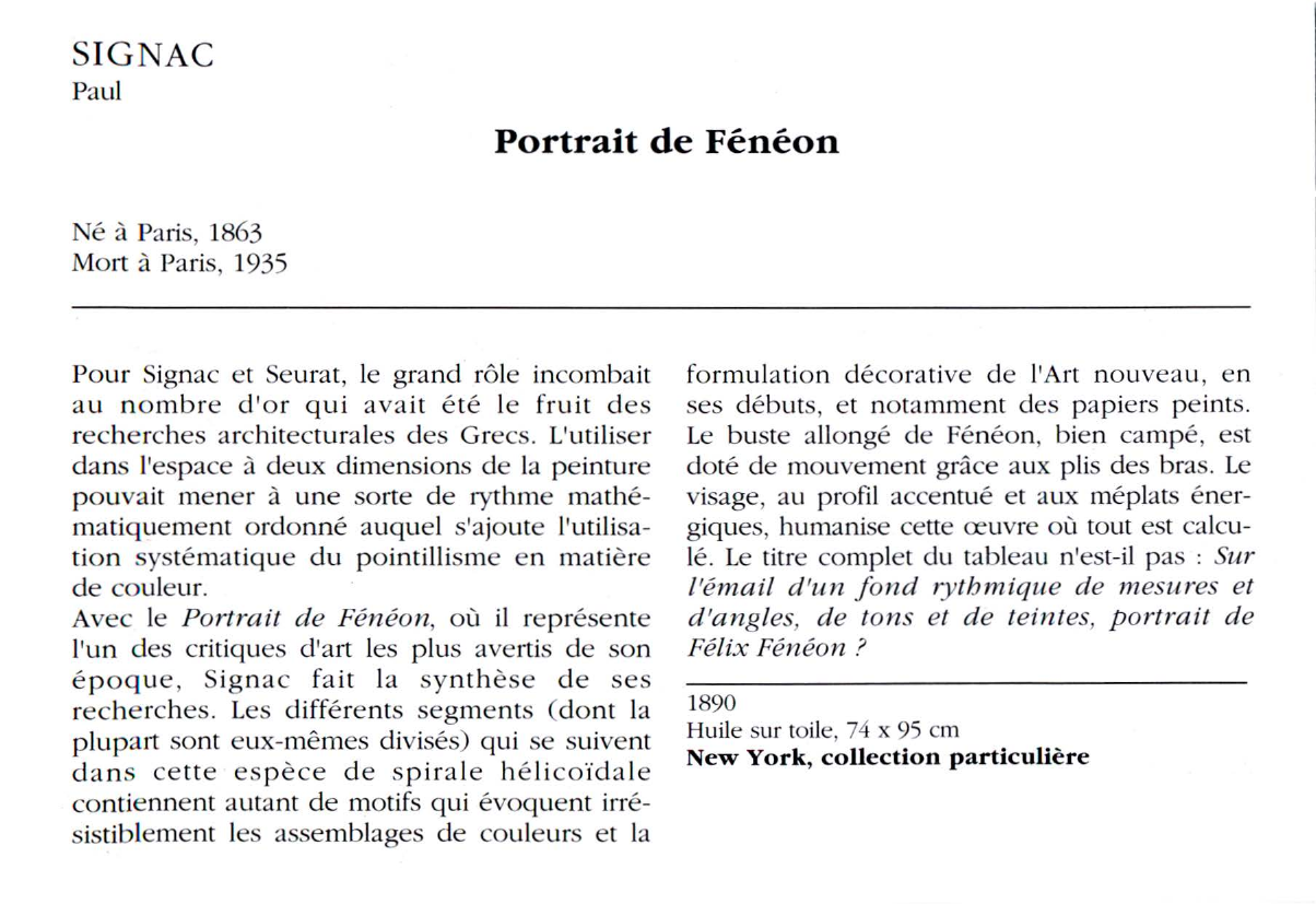 Prévisualisation du document SIGNAC Paul : Portrait de Fénéon