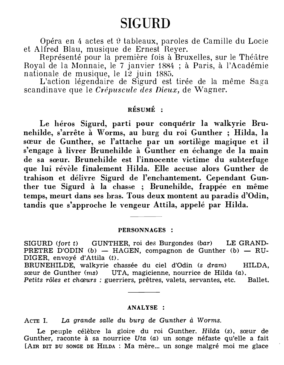Prévisualisation du document SIGURD de Ernest Reyer (résumé et analyse de l’œuvre – Répertoire lyrique)