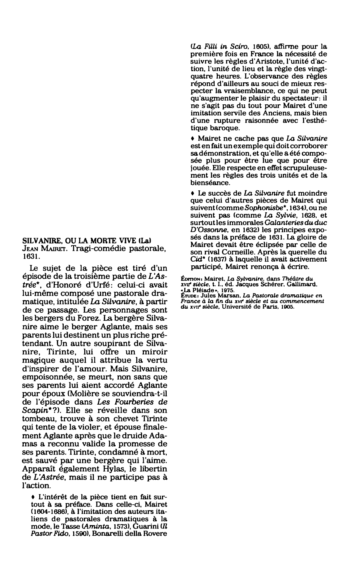 Prévisualisation du document SILVANIRE, OU LA MORTE VIVE (La) Jean Mairet.