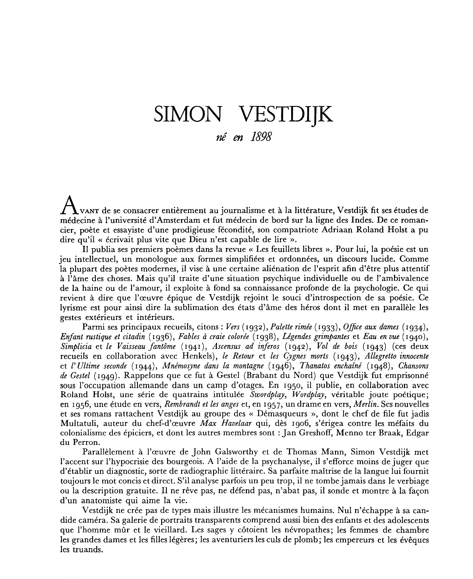 Prévisualisation du document SIMON VESTDIJK