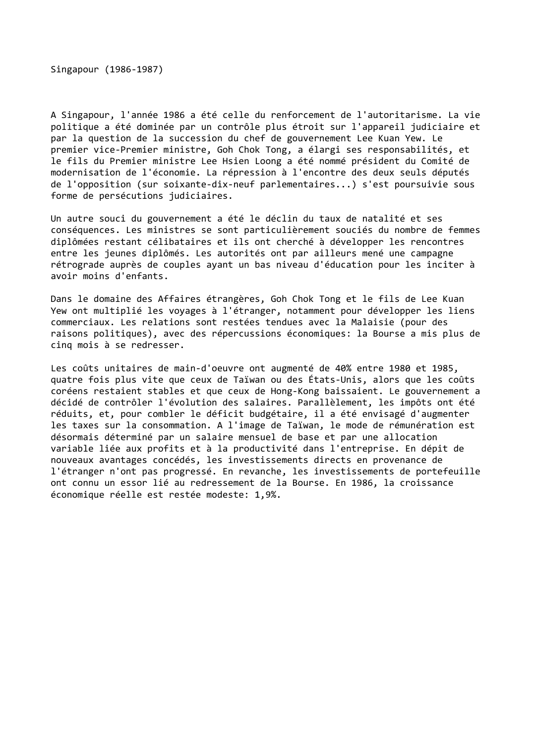 Prévisualisation du document Singapour (1986-1987)