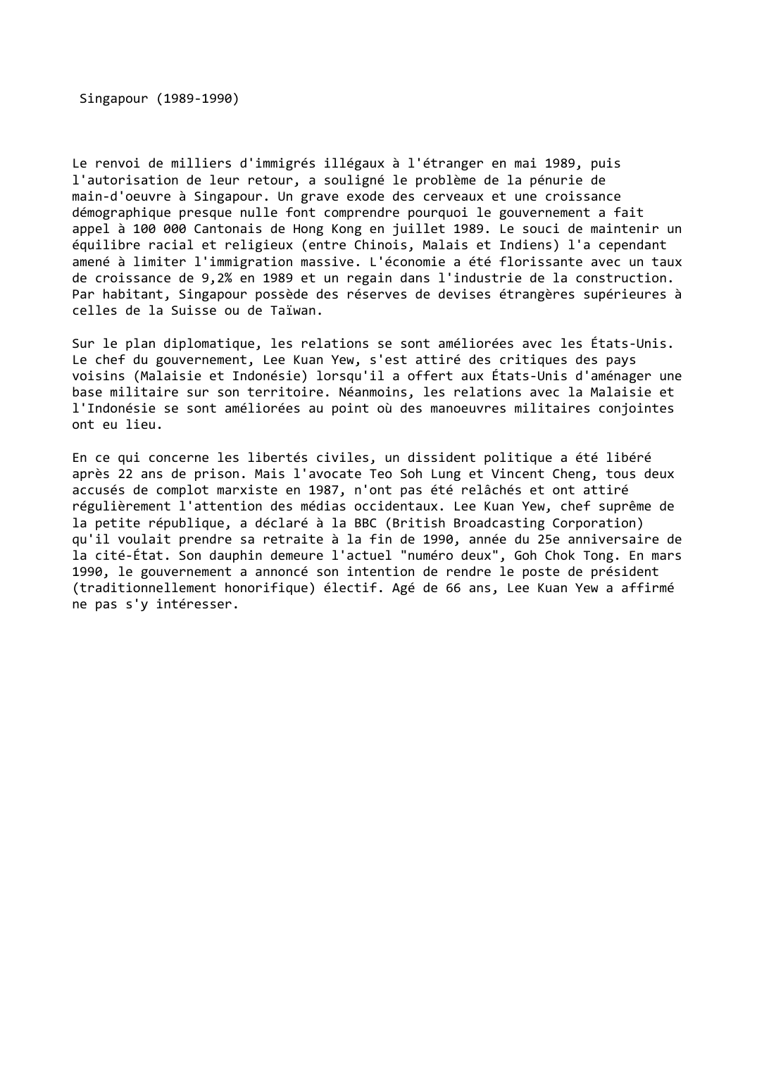 Prévisualisation du document Singapour (1989-1990)