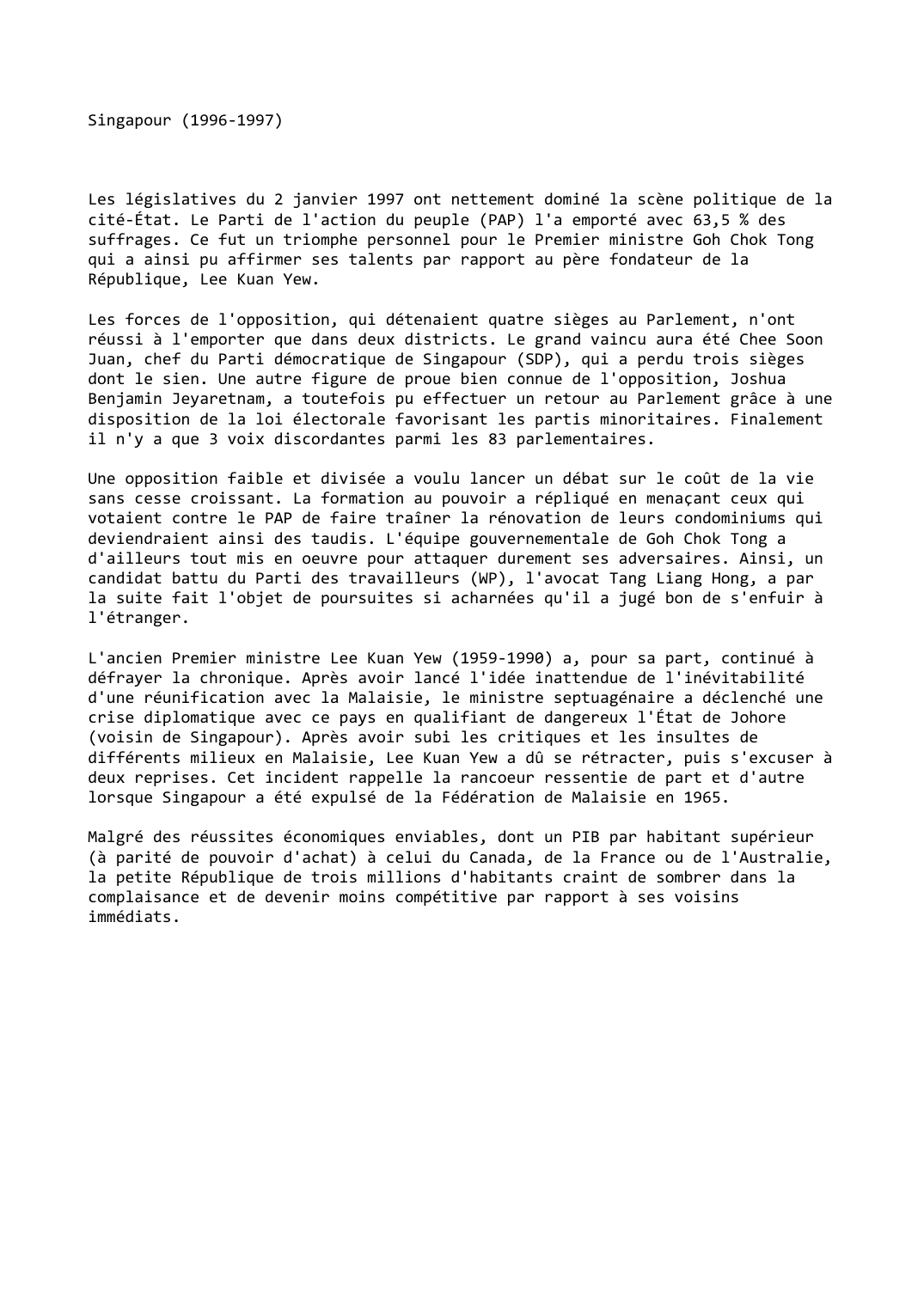 Prévisualisation du document Singapour (1996-1997)