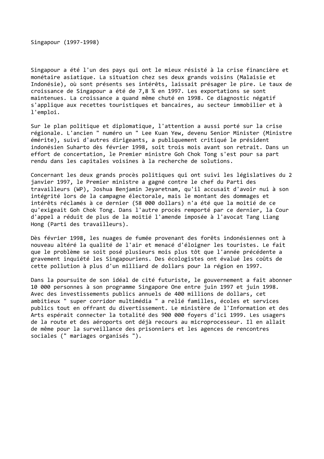 Prévisualisation du document Singapour (1997-1998)