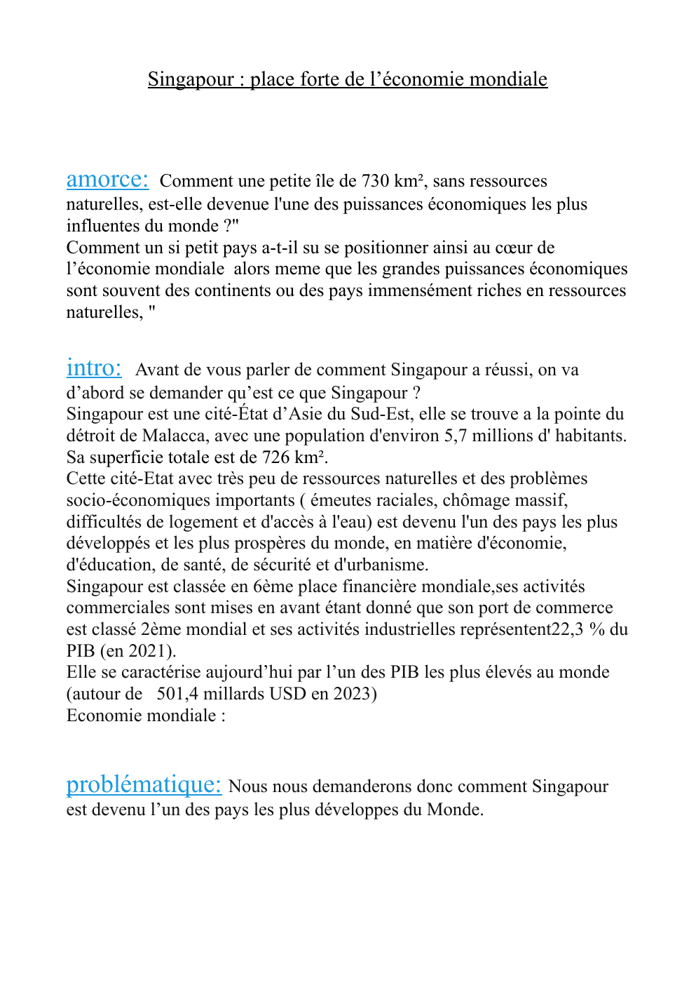 Prévisualisation du document Singapour : place forte de l'économie mondiale