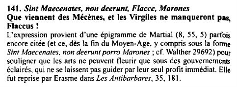 Prévisualisation du document Sint Maecenates, non deerunt, Flacce, Marones - Que viennent des Mécènes, et les Virgiles ne manqueront pas, Flaccus !