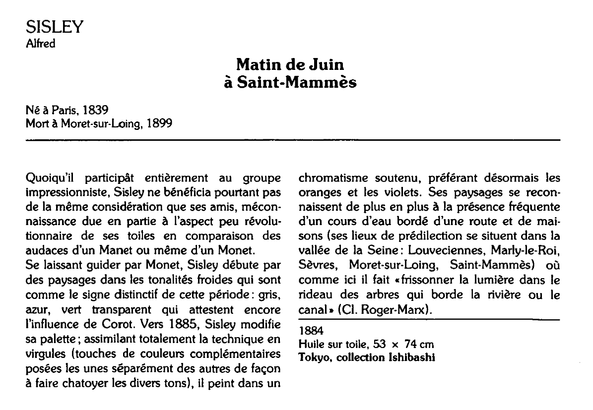 Prévisualisation du document SISLEY Alfred : Matin de Juin à Saint-Mammès