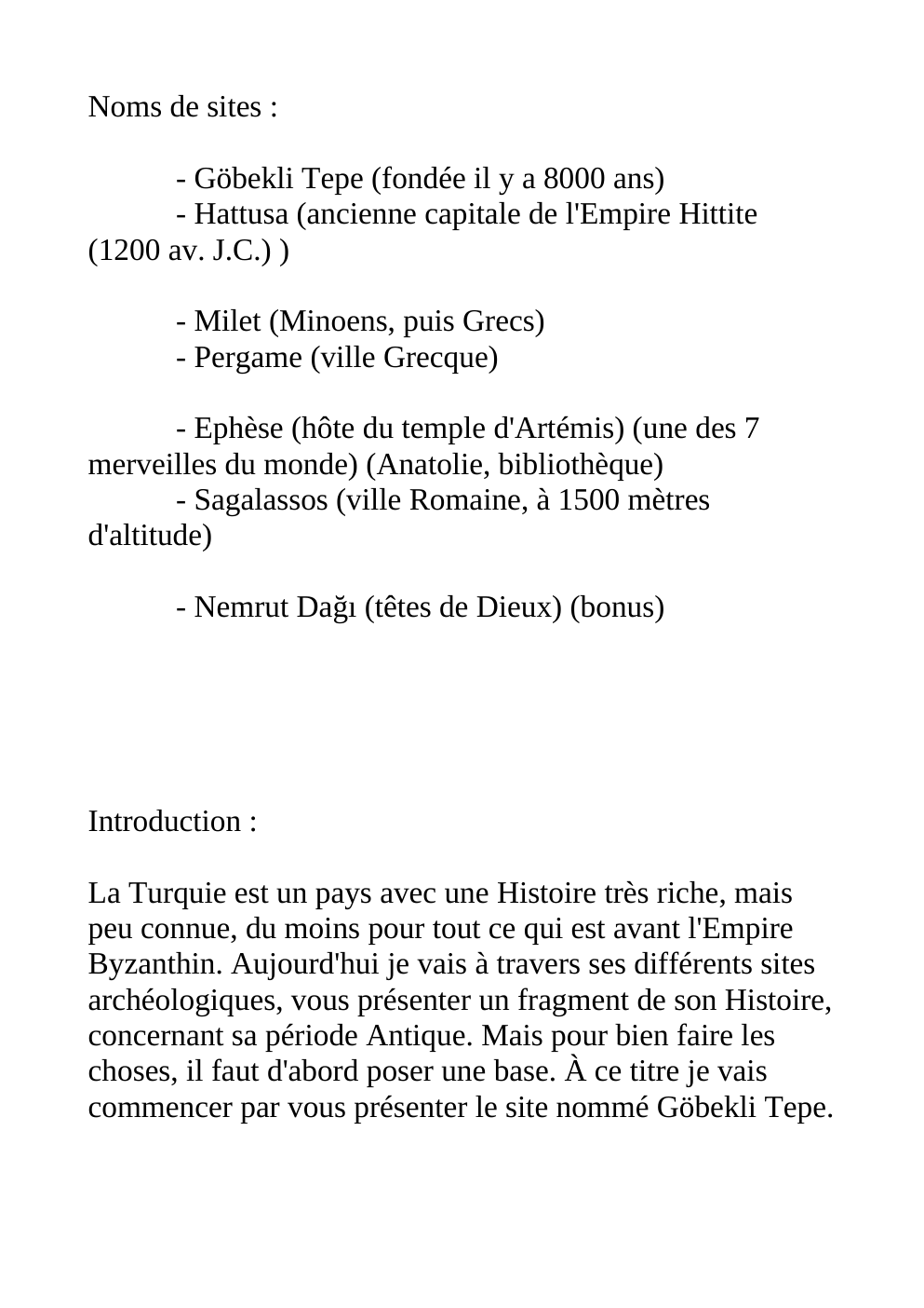 Prévisualisation du document Sites archéologiques antiques de Turquie