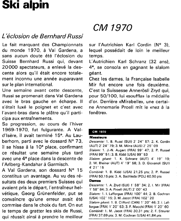 Prévisualisation du document Ski alpin:CM 1970 (sport).