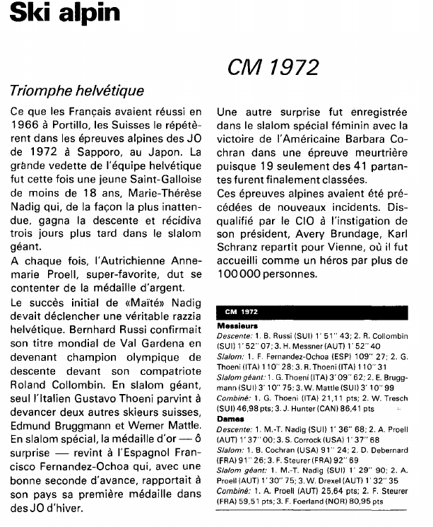 Prévisualisation du document Ski alpin:CM 1972 (sport).