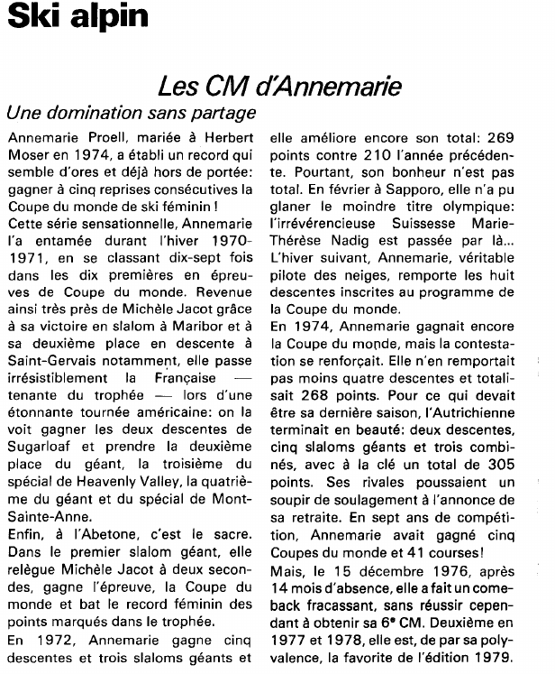 Prévisualisation du document Ski alpin:Les CM d'Annemarie (sport).