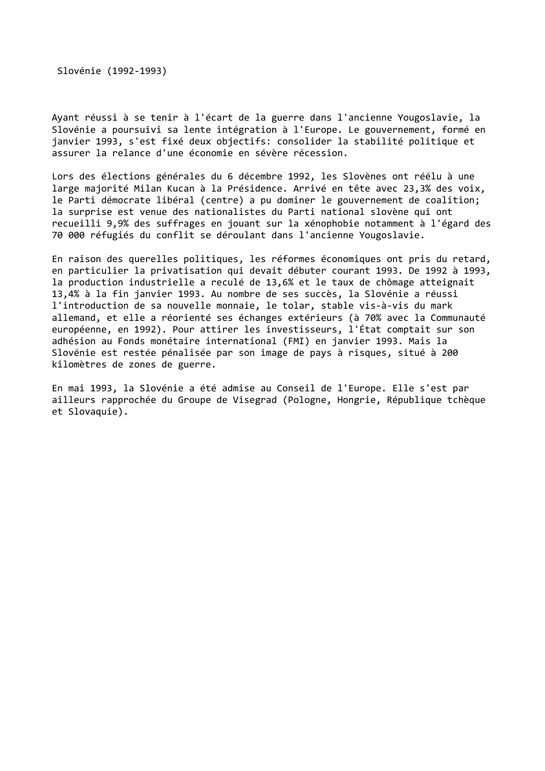 Prévisualisation du document Slovénie (1992-1993)