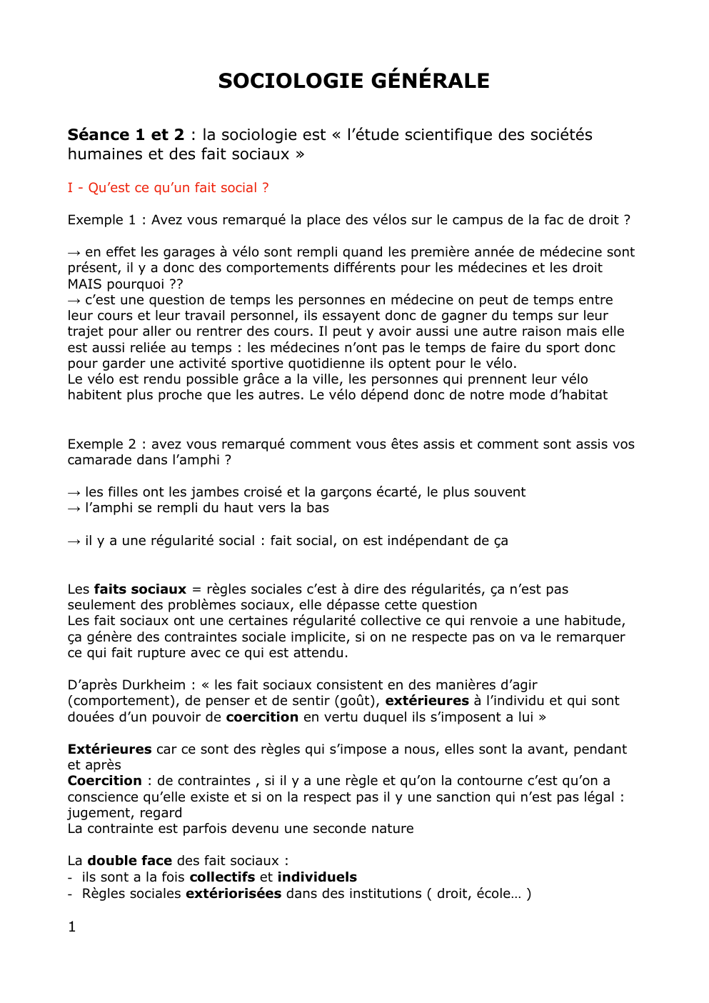 Prévisualisation du document SOCIOLOGIE GÉNÉRALE Séance 1 et 2 : la sociologie est « l’étude scientifique des sociétés humaines et des fait sociaux »