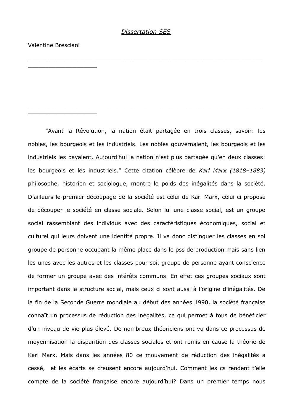 Prévisualisation du document SOCIOLOGIE: Marx et les classes sociales