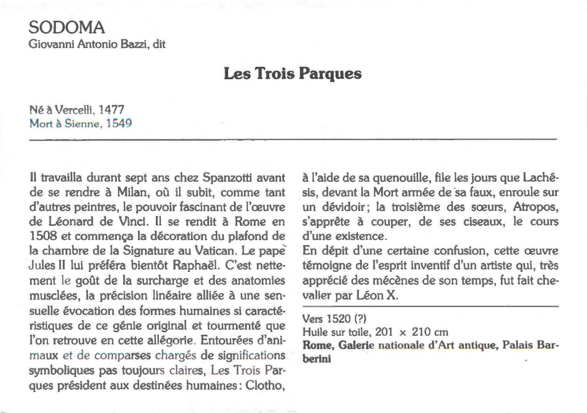 Prévisualisation du document SODOMA Giovanni Antonio Bazzi, dit : Les Trois Parques