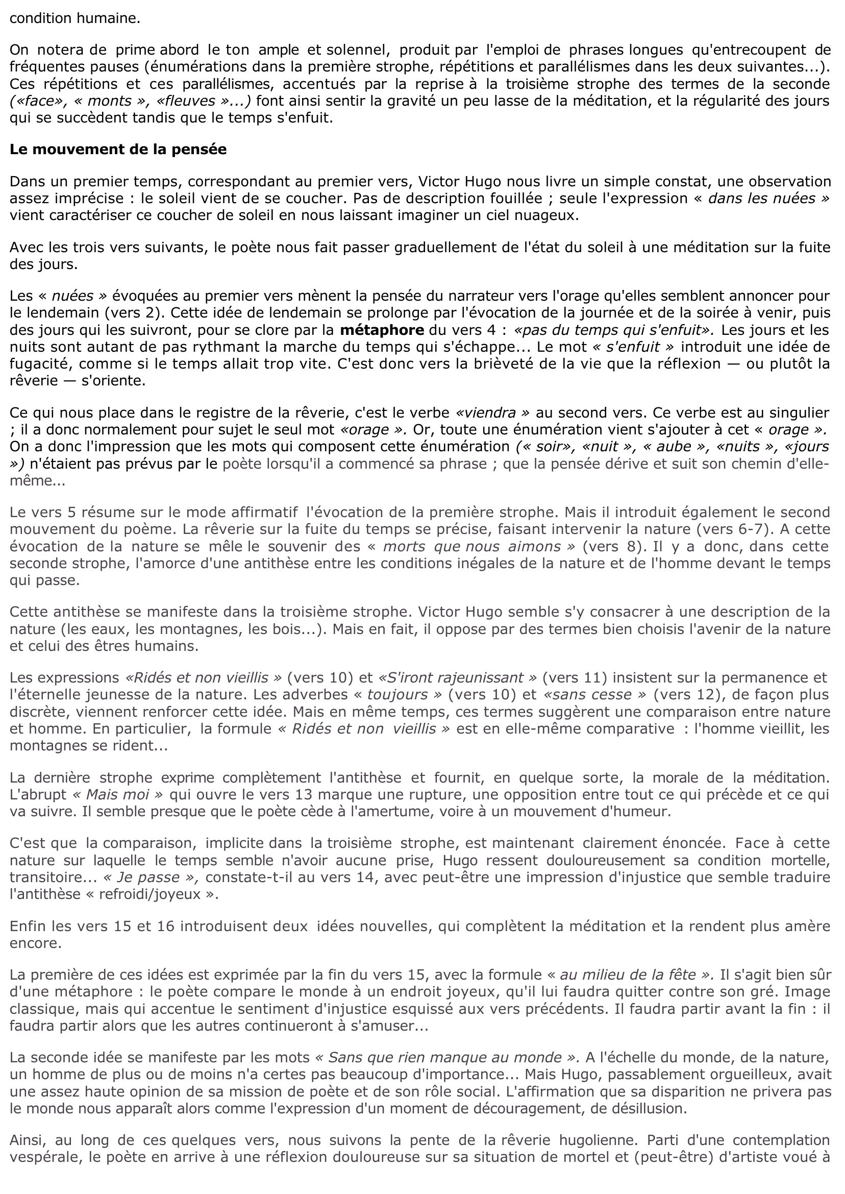 Prévisualisation du document "SOLEILS COUCHANTS" DE VICTOR HUGO (COMMENTAIRE COMPOSE DU POEME )