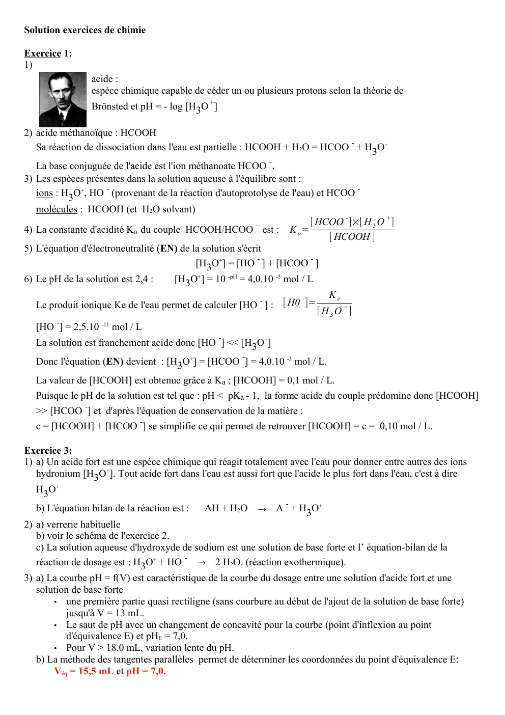 Prévisualisation du document Solution exercices de chimie