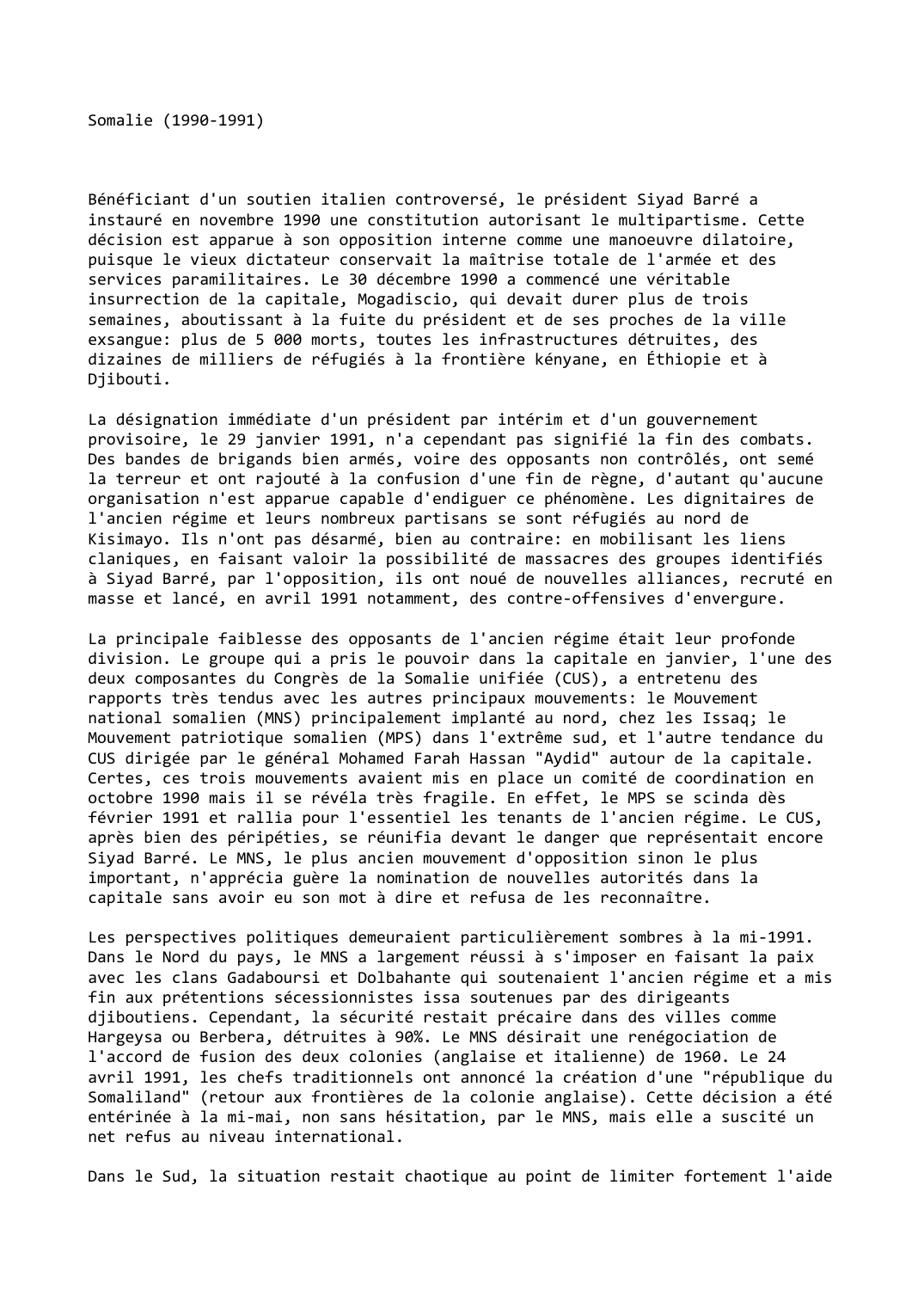 Prévisualisation du document Somalie (1990-1991)