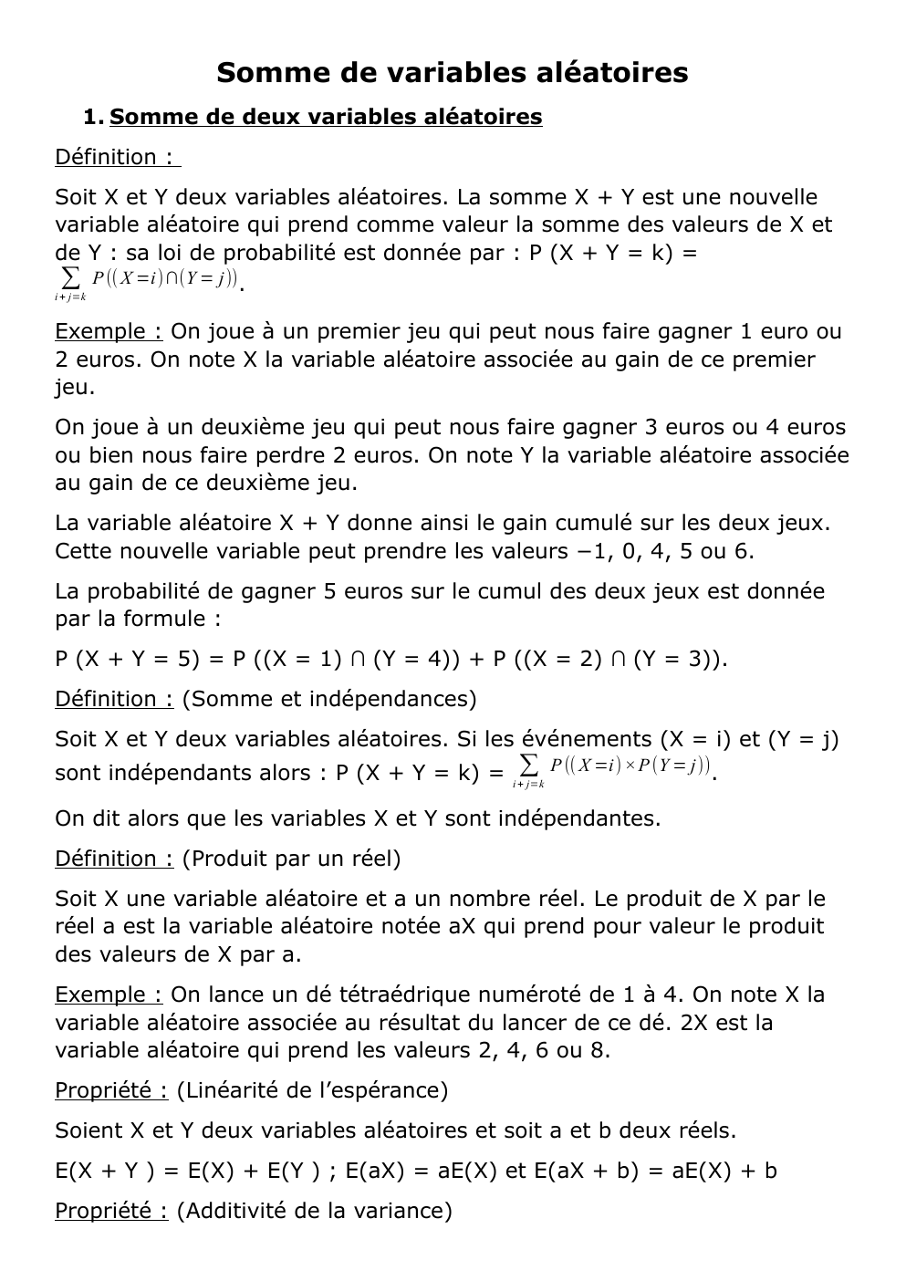 Prévisualisation du document somme de variable aléatoire