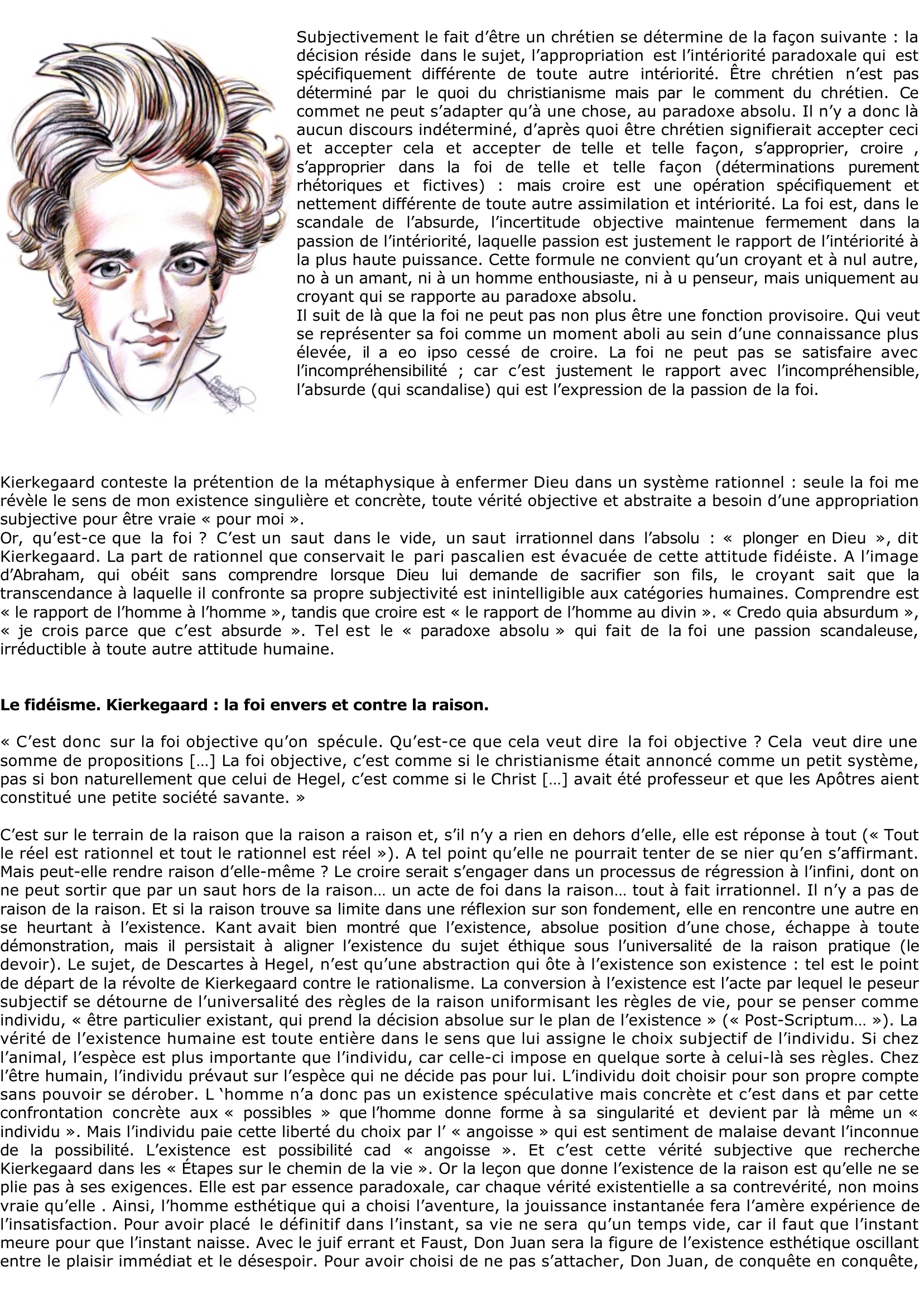 Prévisualisation du document Sören KIERKEGAARD (1813-1855): Subjectivement le fait d’être un chrétien...