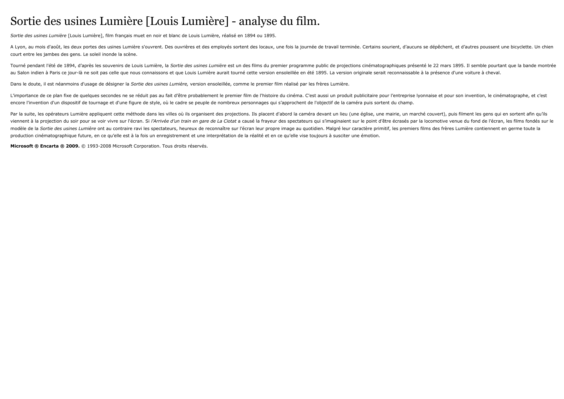 Prévisualisation du document Sortie des usines Lumière [Louis Lumière] - analyse du film.