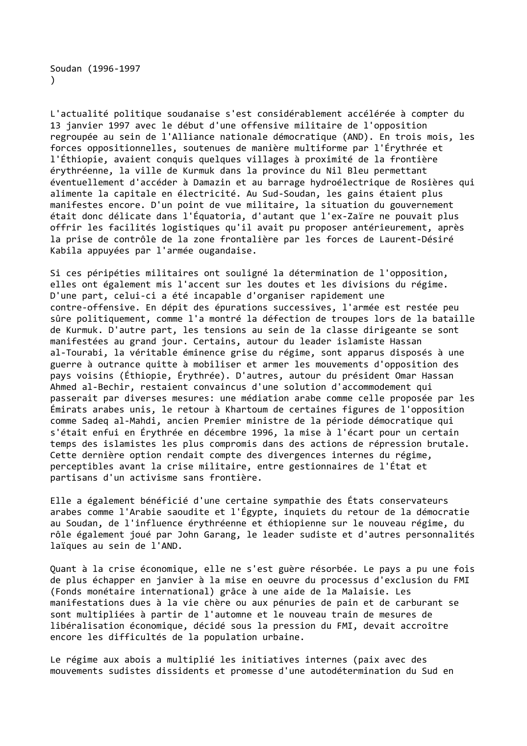 Prévisualisation du document Soudan (1996-1997)