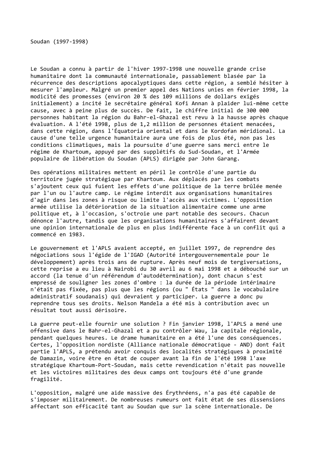 Prévisualisation du document Soudan (1997-1998)