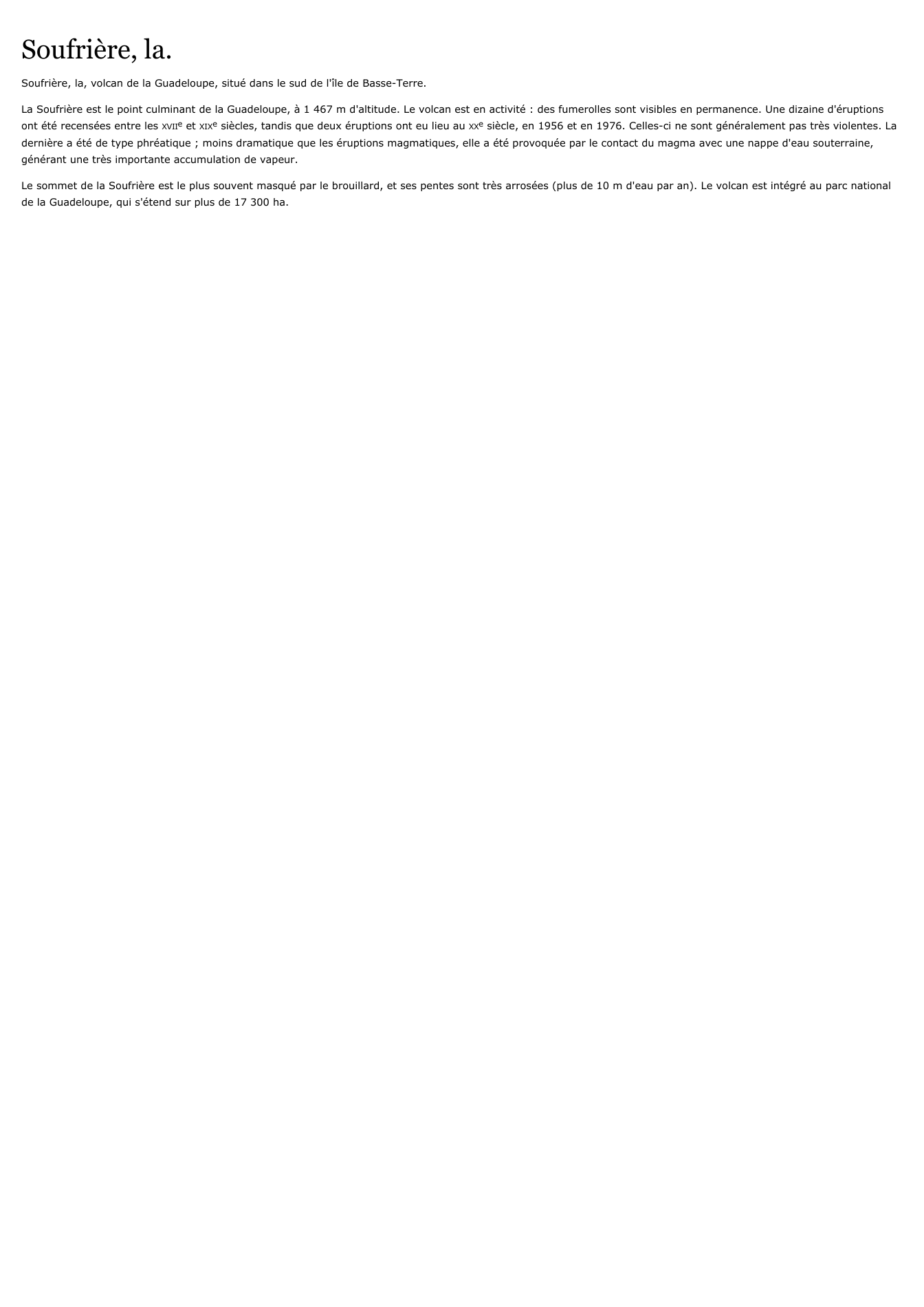Prévisualisation du document Soufrière, la.
