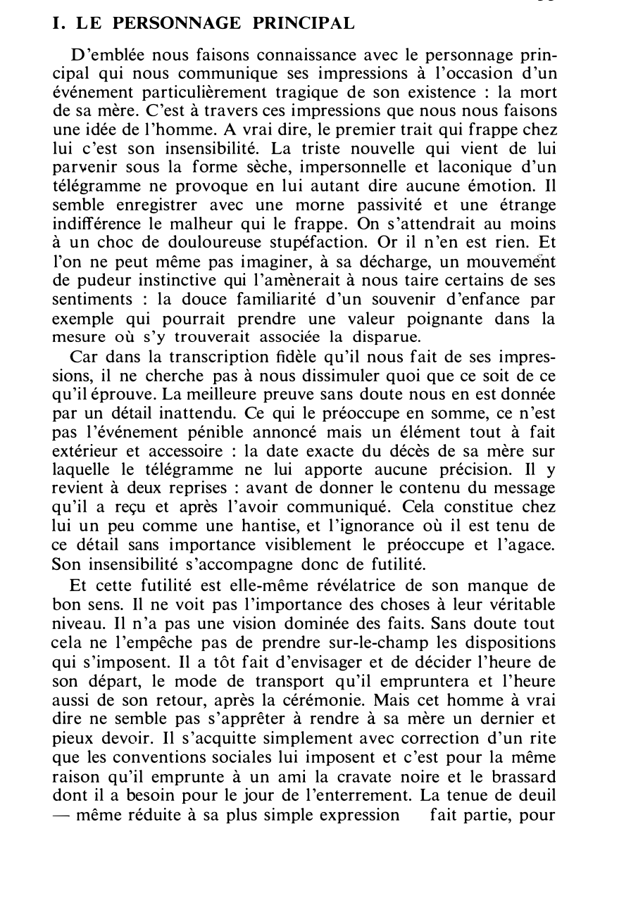 Prévisualisation du document Sous la forme d’une dissertation organisée vous commenterez cette page de « L'Étranger » de Camus.