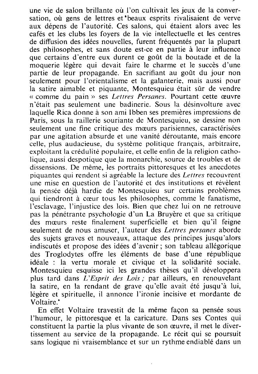 Prévisualisation du document « Sous les moqueries légères on trouve des idées profondes ; sous l'ironie perpétuelle on trouve la générosité habituelle ; sous les ruines visibles on trouve des bâtisses inaperçues ». Développez ce jugement de Taine sur les philosophes du XVIlle siècle.