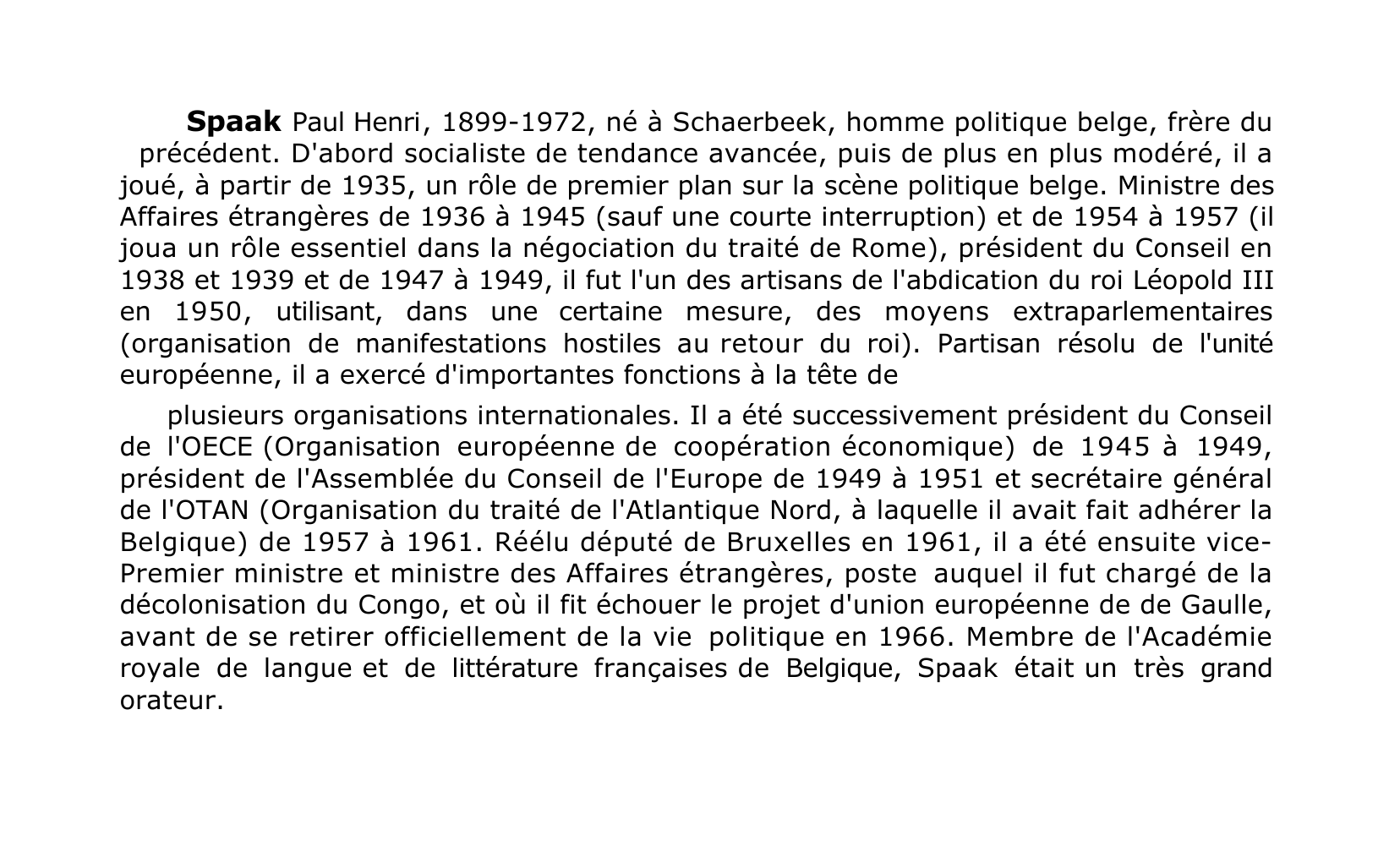 Prévisualisation du document Spaak Paul Henri Homme politique belge