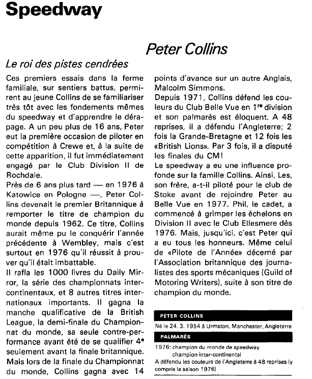 Prévisualisation du document Speedway:Peter Collins (sport).