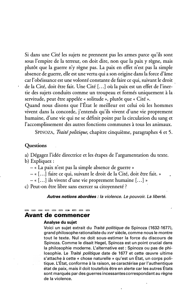 Prévisualisation du document SPINOZA, Traité politique, chapitre cinquième, paragraphes 4 et 5.