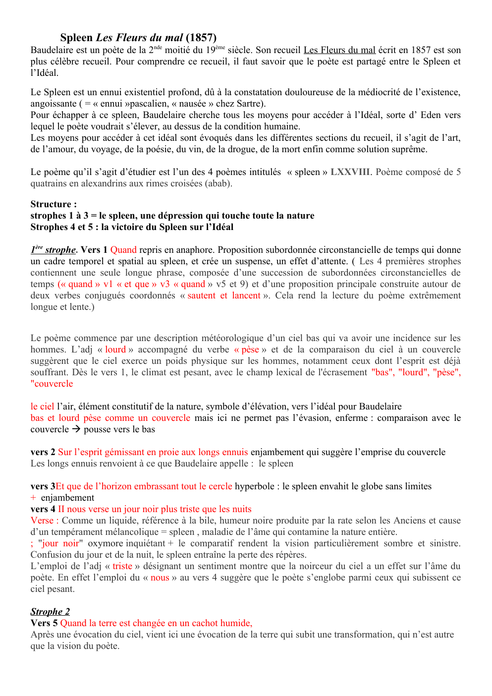 Prévisualisation du document spleen Baudelaire explication linéaire