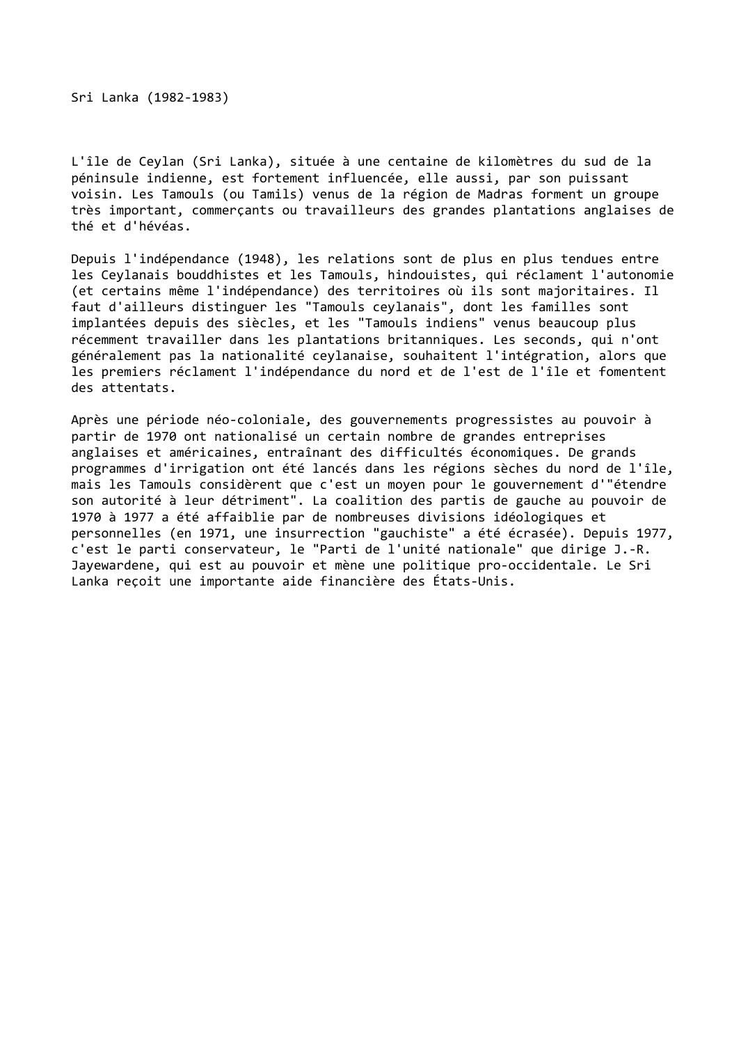 Prévisualisation du document Sri Lanka (1982-1983)