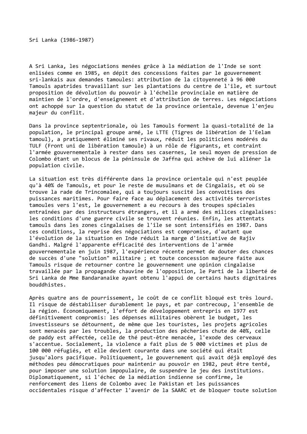 Prévisualisation du document Sri Lanka (1986-1987)