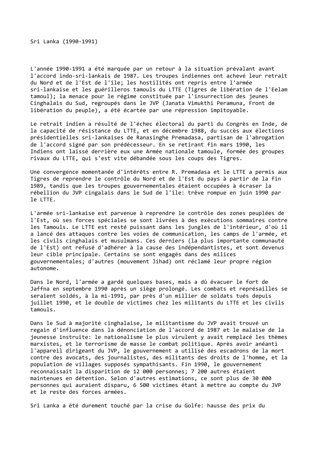 Prévisualisation du document Sri Lanka (1990-1991)