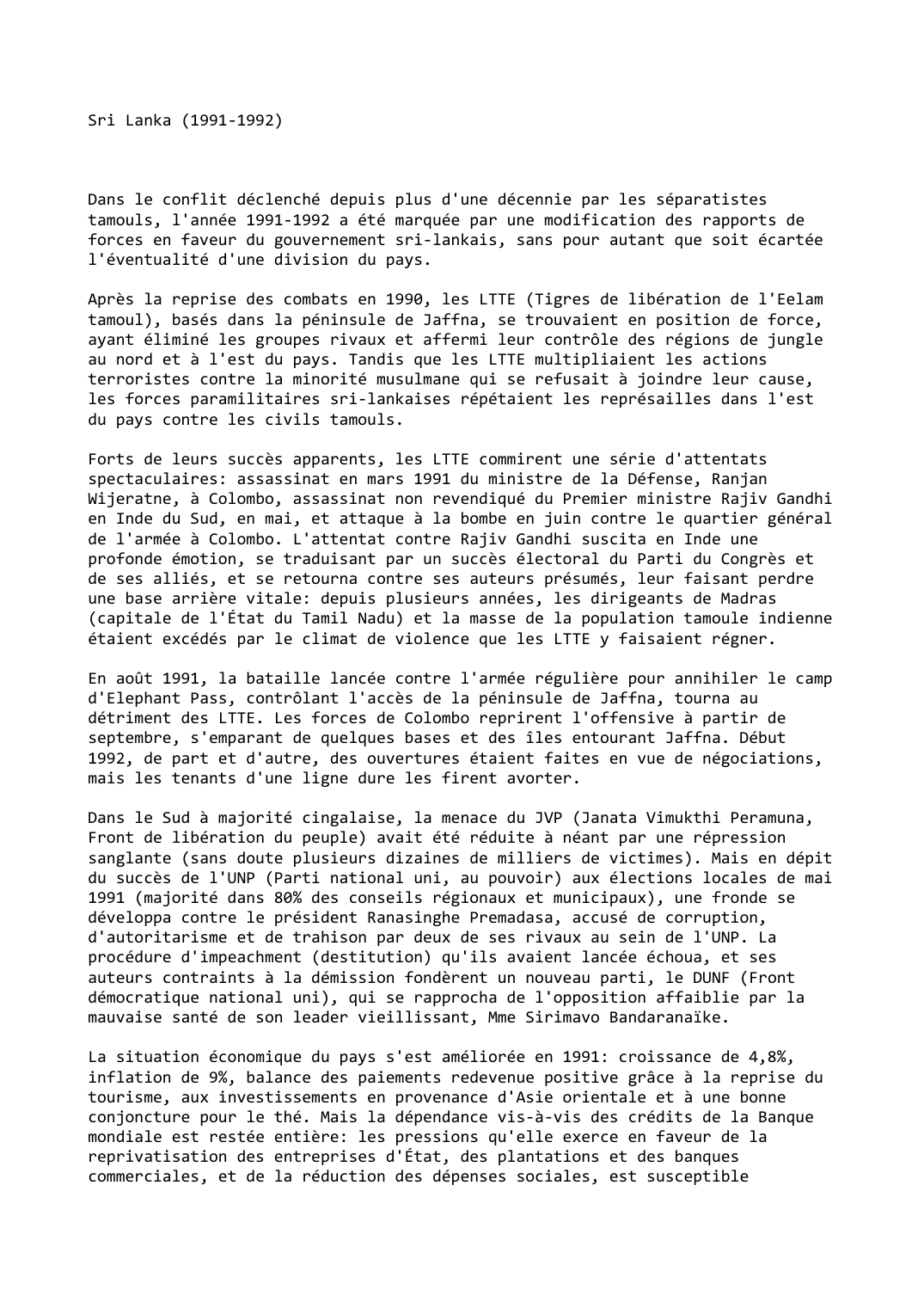Prévisualisation du document Sri Lanka (1991-1992)