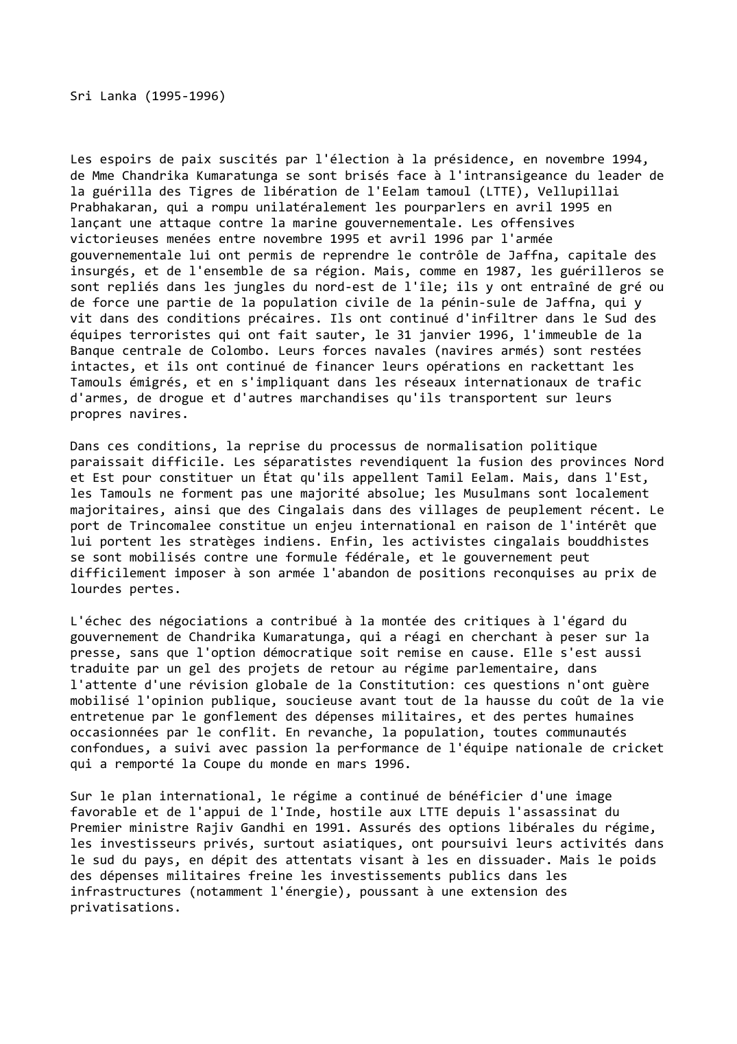 Prévisualisation du document Sri Lanka (1995-1996)
