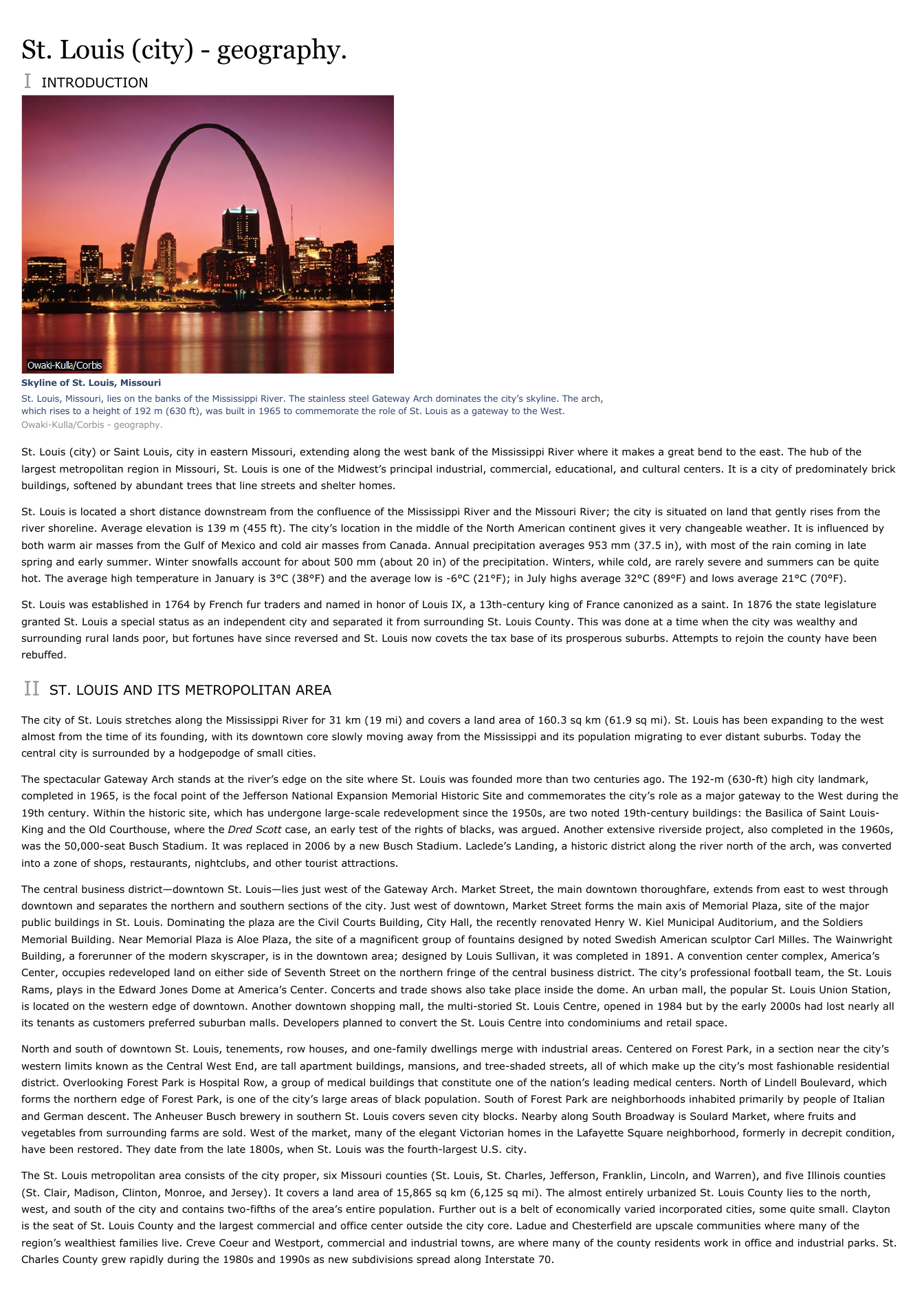 Prévisualisation du document St. Louis (city) - geography.IINTRODUCTIONSkyline of St. Louis, MissouriSt. Louis,