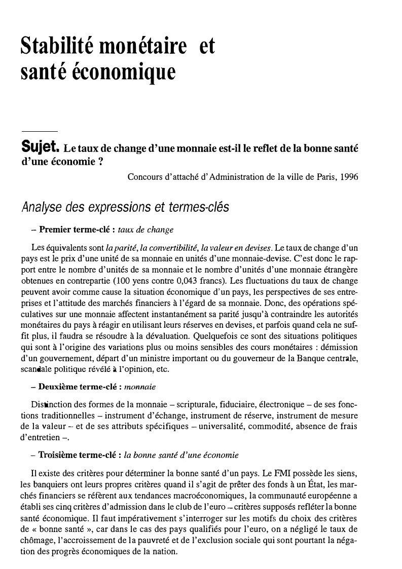 Prévisualisation du document Stabilité monétaire et santé économique