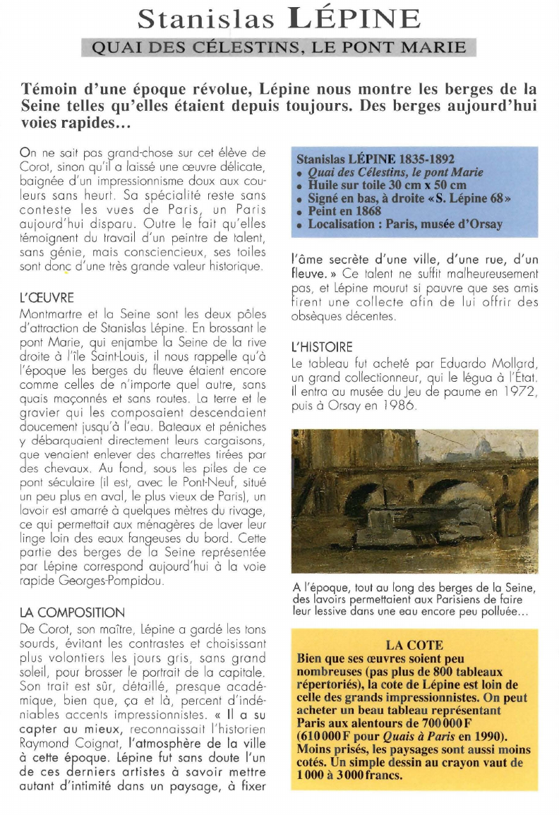 Prévisualisation du document Stanislas LÉPINE:QUAI DES CÉLESTINS, LE PONT MARIE.
