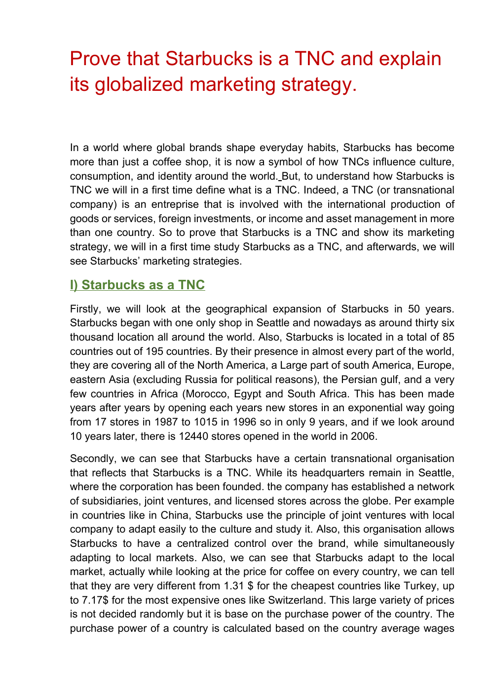 Prévisualisation du document Starbucks étude en histoire section euro