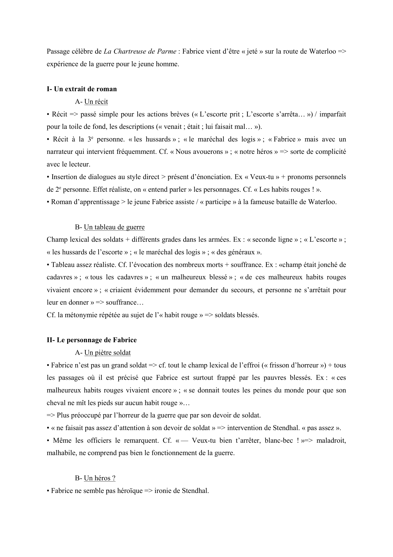 Prévisualisation du document Stendhal, La Chartreuse de Parme, chapitre 3. Extrait commenté