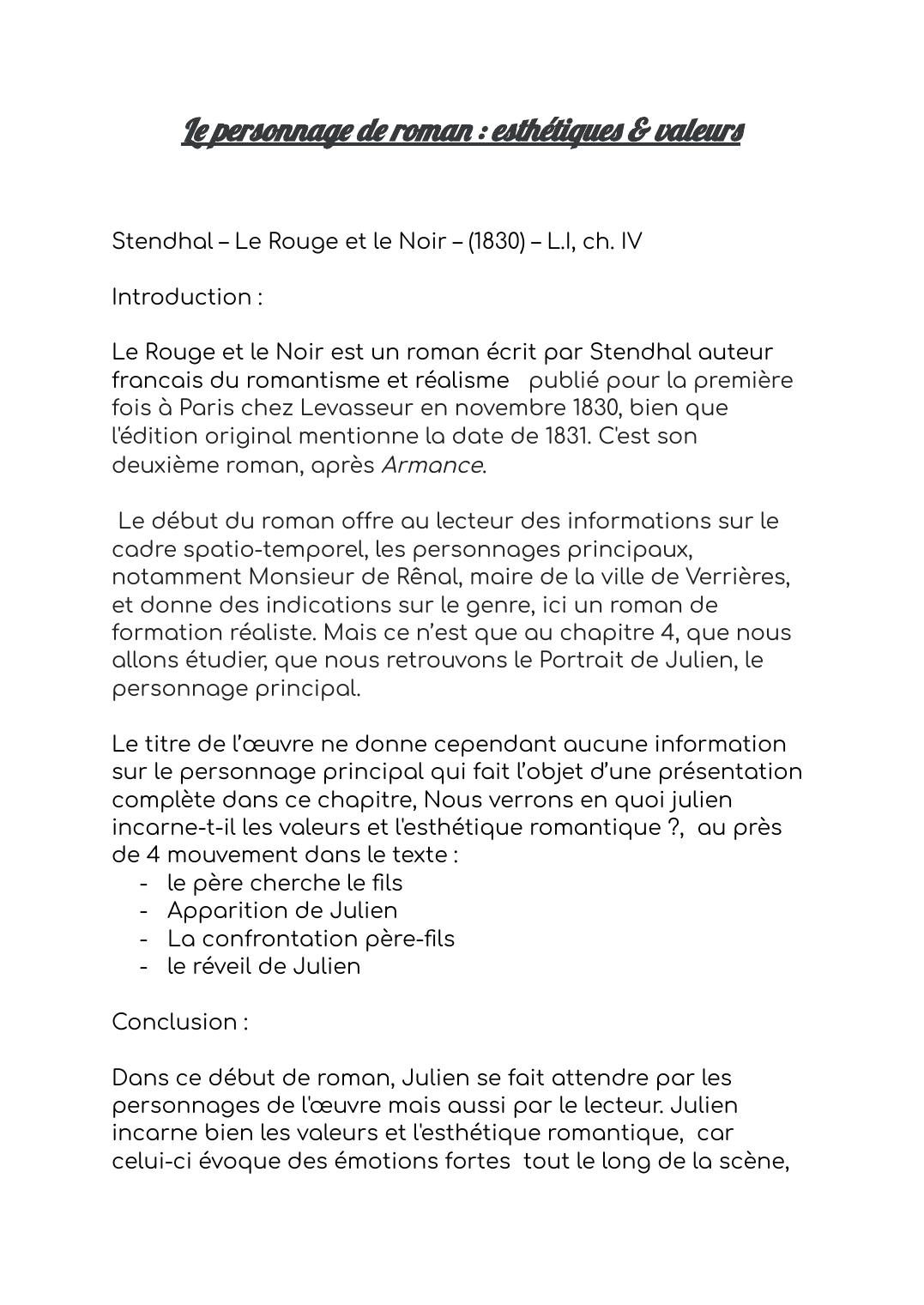 Prévisualisation du document Stendhal – Le Rouge et le Noir – (1830) – L.I, ch. IV