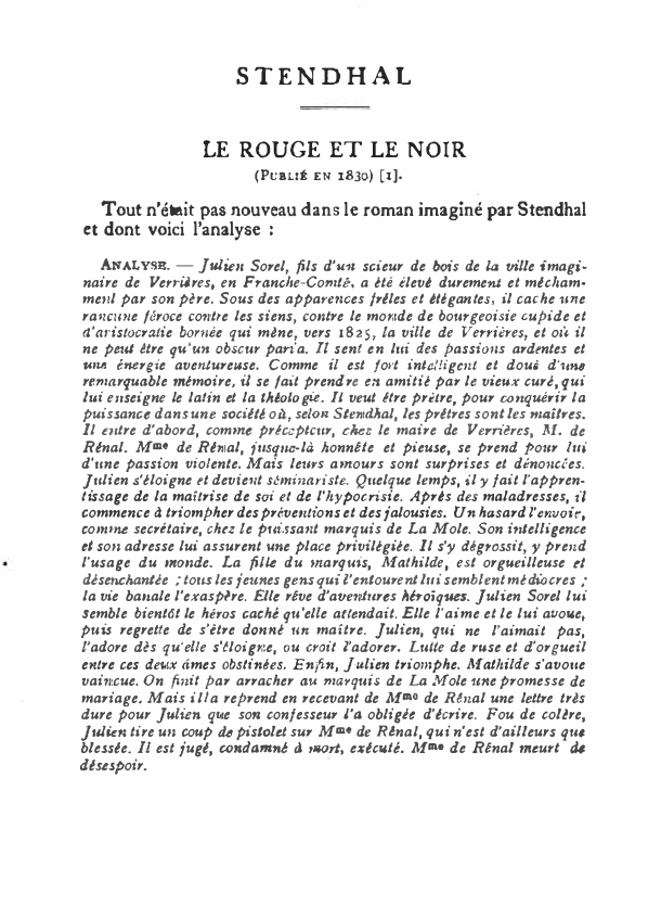 Prévisualisation du document STENDHAL: LE ROUGE ET LE NOIR